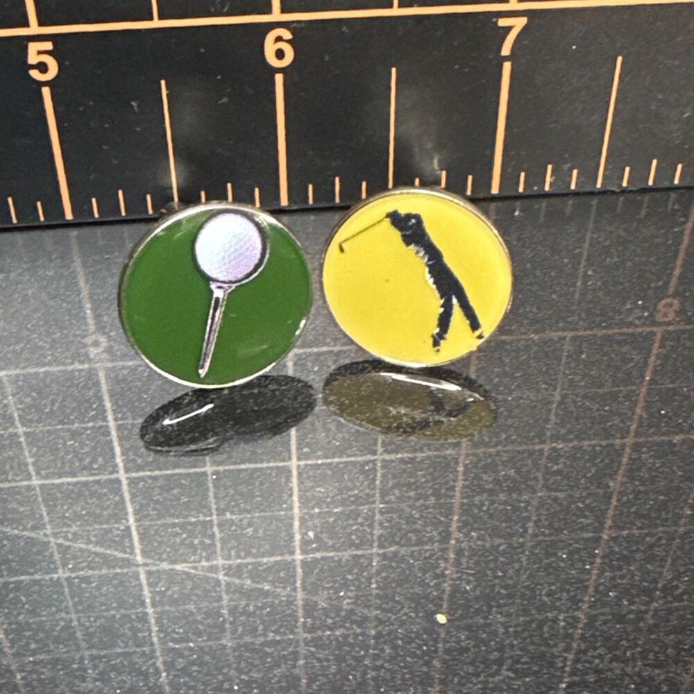 Vintage Golf Cufflinks Golfer Swing Ball Tee Enamel Men’s Novelty Jewelry